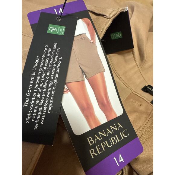 NEW Banana Republic Tan Khaki High Waisted Wide Leg Mini Casual Shorts Size 14 - Picture 5 of 5